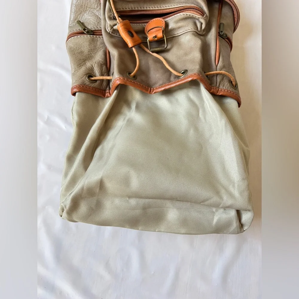 leather mini Tan Backpack made in Italy brown trim Grunge women girls